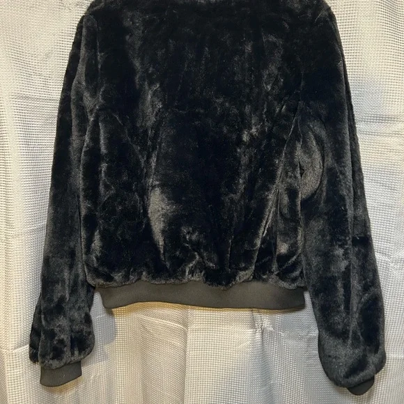 Faux Fur Black Teddy Bomber Jacket - Picture 3 of 5